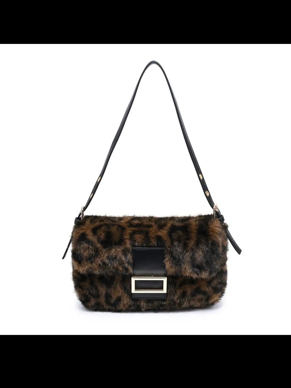 Urban Expressions - Faux Fur Leopard Print Shoulder Bag in Brown